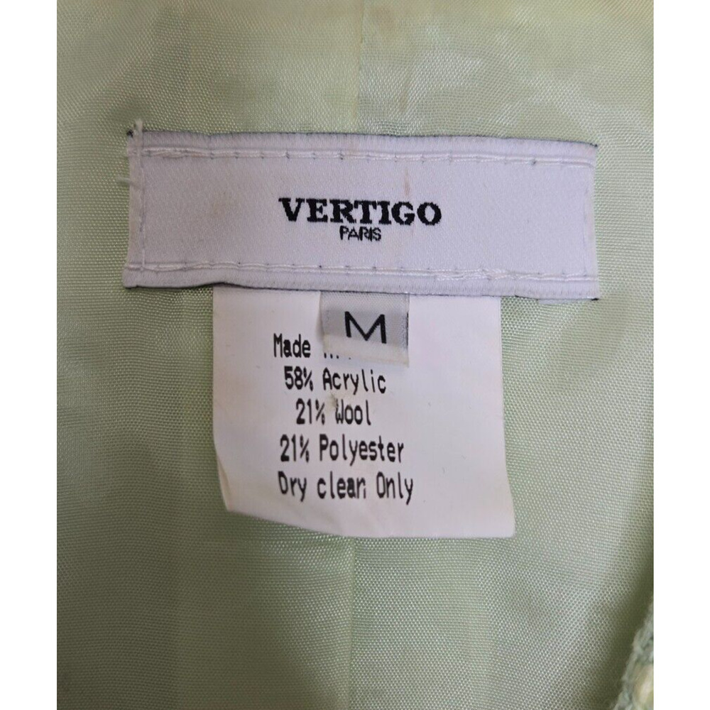 Vintage‎ Vertigo Paris Jacket Medium Green Wool Tweed Coquette Clueless 90s Y2K - Picture 2 of 10